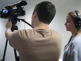 Filming at The Great Debate: Decline and Fool event, November 2013